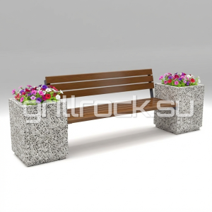 Скамейка “Стиль” со спинкой и вазонами