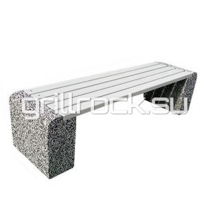 Скамейка “Евро” из бетона (для улицы) с крошкой натурального камня (мрамор, гранит, гравий)