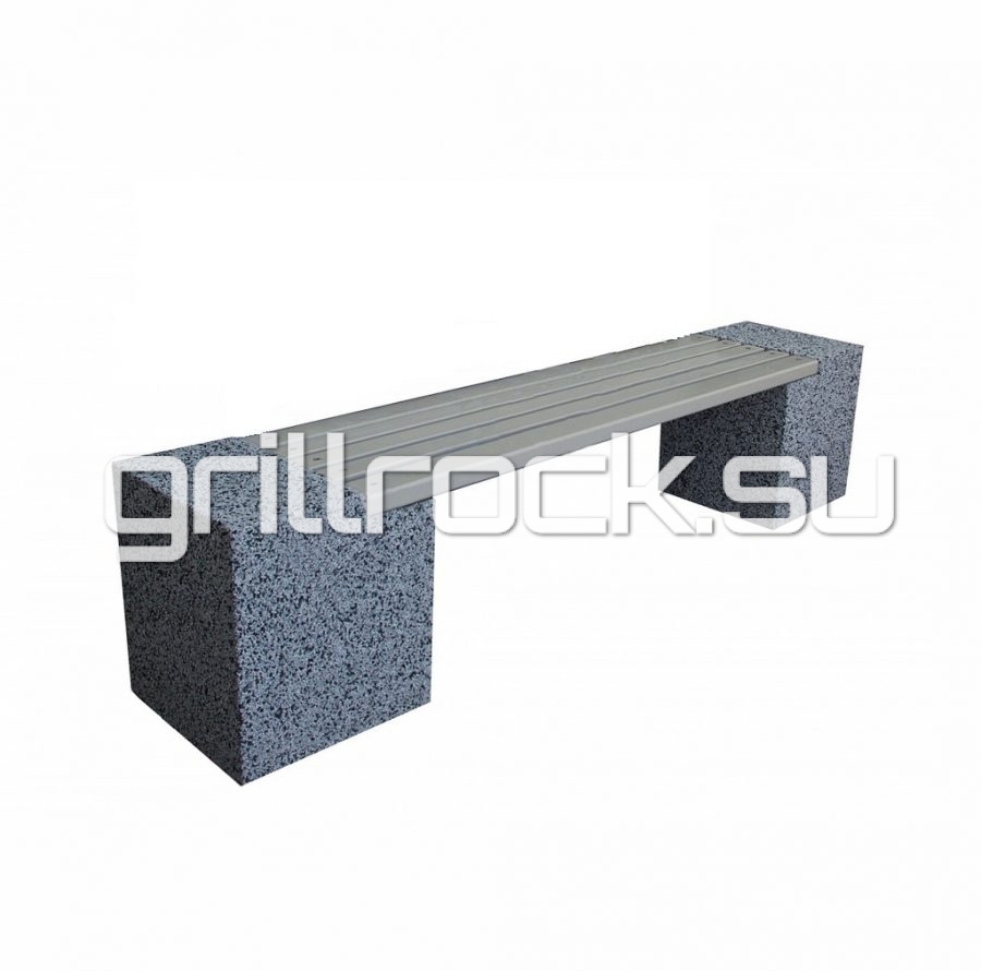 Скамейка “Евро 2” из бетона (для улицы) с крошкой натурального камня (мрамор, гранит, гравий)