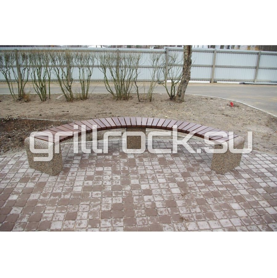 Скамейка-дуга “Евро” из бетона (для улицы) с крошкой натурального камня (мрамор, гранит, гравий)