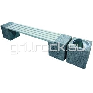 Скамейка “Евро 2” с квадратной урной из бетона (для улицы) с крошкой натурального камня (мрамор, гранит, гравий)