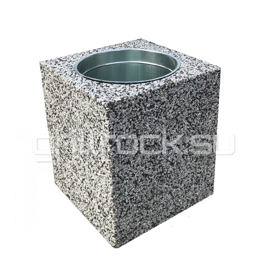 Урна “Квадро” из бетона (для улицы) с крошкой натурального камня (мрамор, гранит, гравий)
