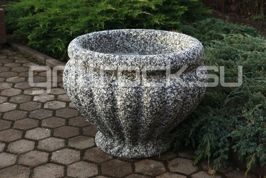 Вазон “Ницца” из бетона (для улицы) с крошкой натурального камня (мрамор, гранит, гравий)