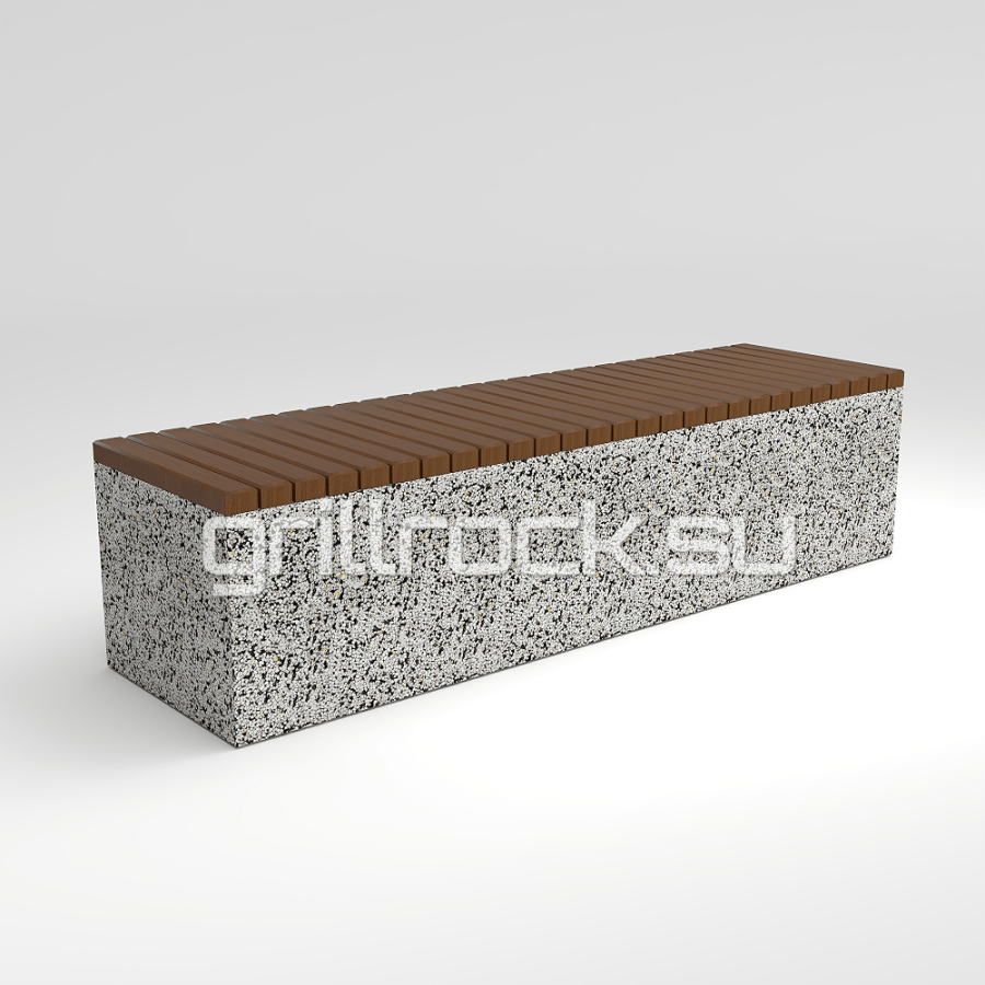 Скамейка “Темп L” из бетона (для улицы) с крошкой натурального камня (мрамор, гранит, гравий)