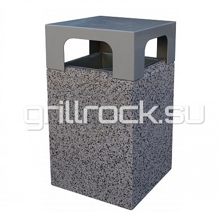 Урна «Киль» с крышкой из бетона (для улицы) с крошкой натурального камня (мрамор, гранит, гравий)
