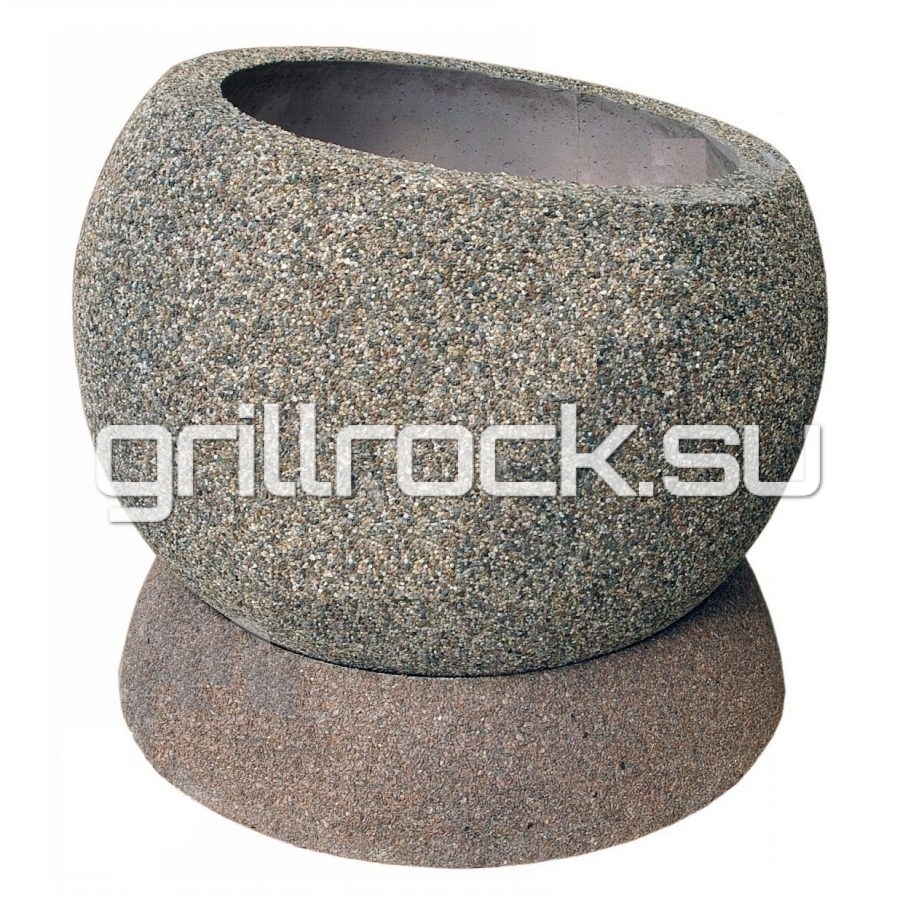 Вазон “Глобус” на подставке из бетона (для улицы) с крошкой натурального камня (мрамор, гранит, гравий)