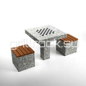 Шахматный стол + 2 Пуфа