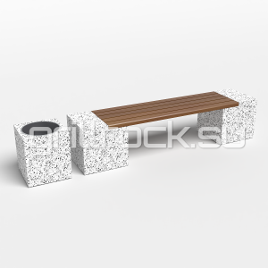 Скамейка “Евро 2” с квадратной урной шлифованная